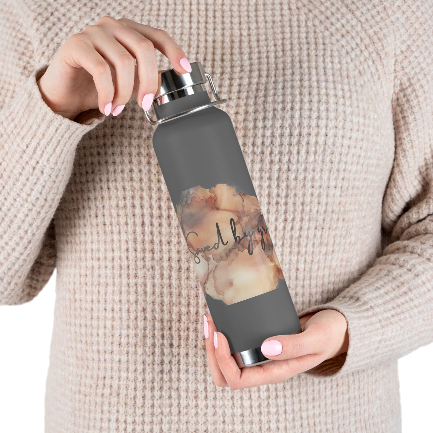 « Saved by grace » Copper Vacuum Insulated Bottle, 22oz
